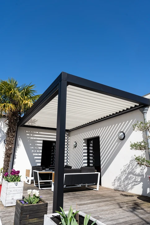 Intérieur moderne avec plafond blanc équipé de six fenêtres de toit ouvrantes en bois clair disposées en deux rangées