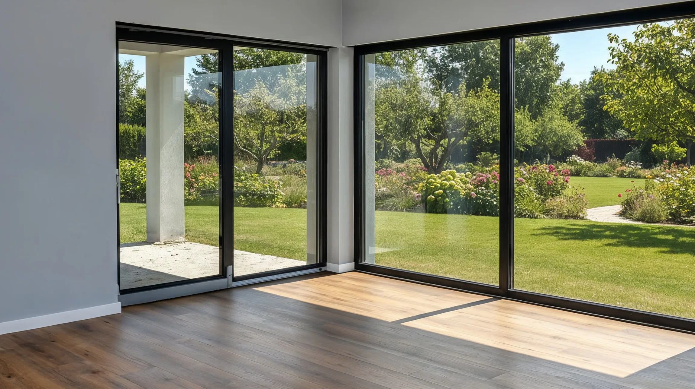 Maison contemporaine à architecture moderne avec façade blanche et éléments en bois